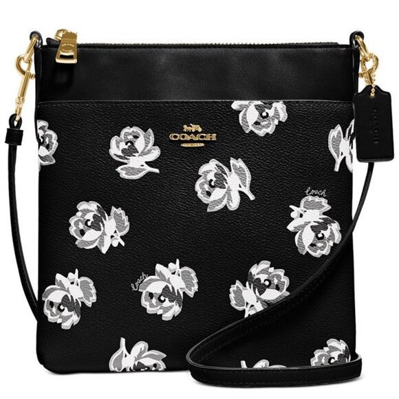 Coach Handbags - COACH Floral Print Kitt Messenger Crossbody Bag